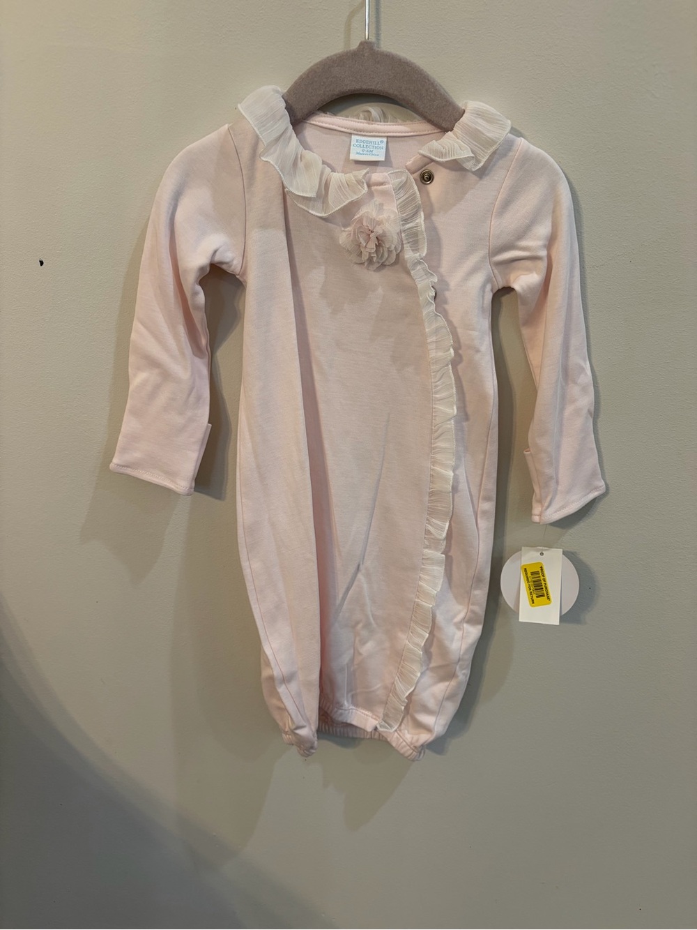 Edgehill Collection Pale Pink Ruffle-Trim Footie